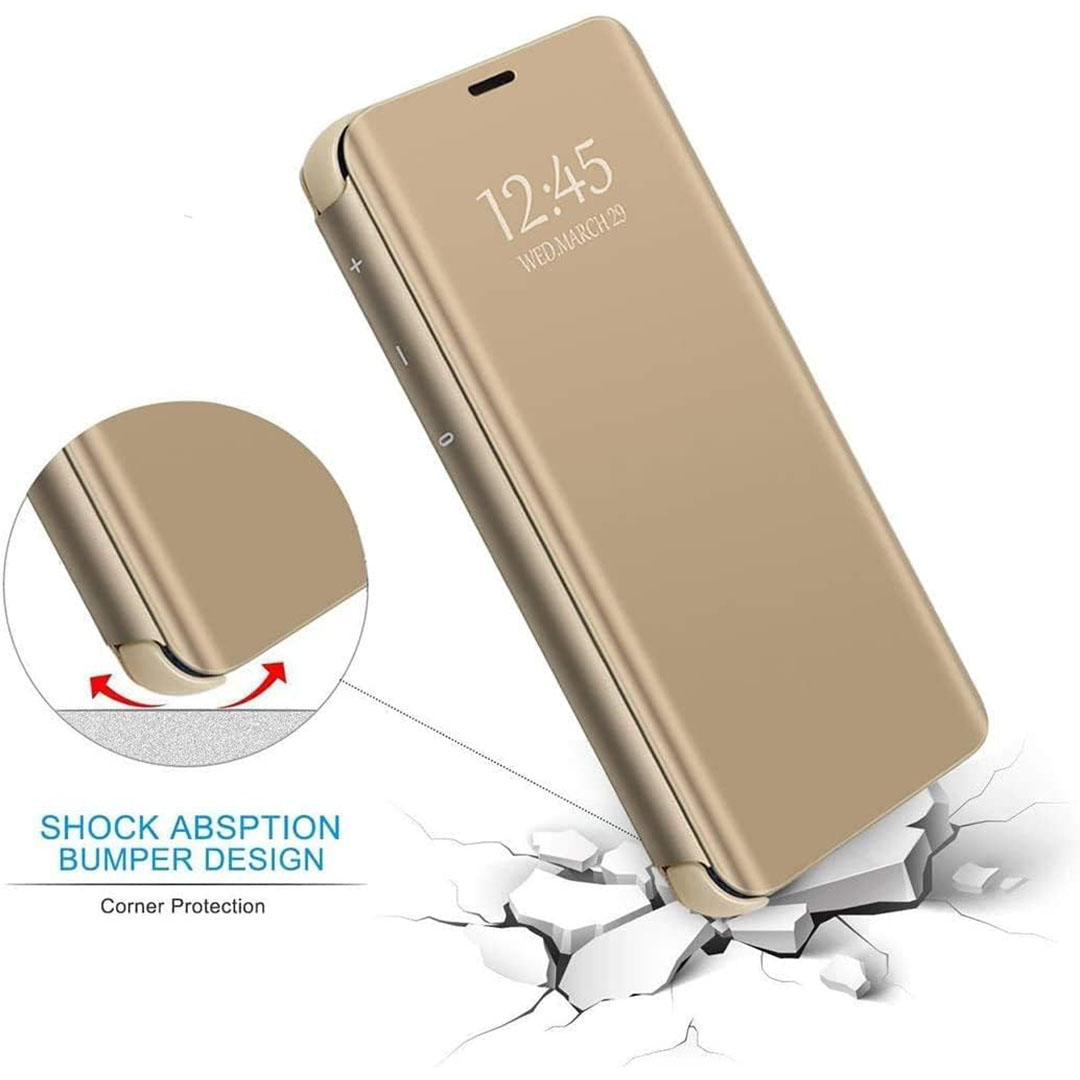 جراب بغطاء قابل للطي لموبايل شاومي ريدمي نوت 9 - ذهبي