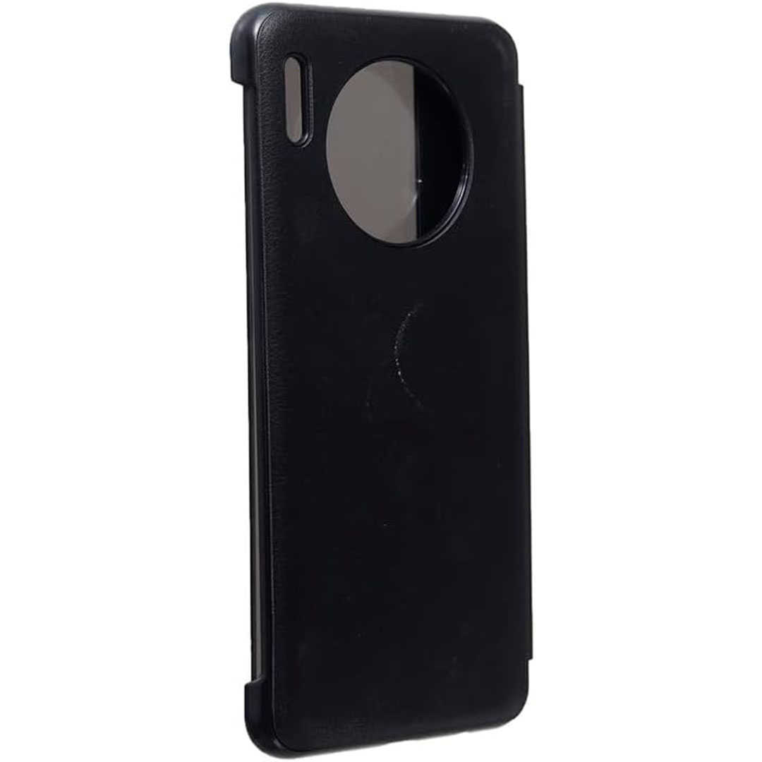 جراب جلد بغطاء قابل للطي لموبايل هواوي ميت 30 برو - أسود