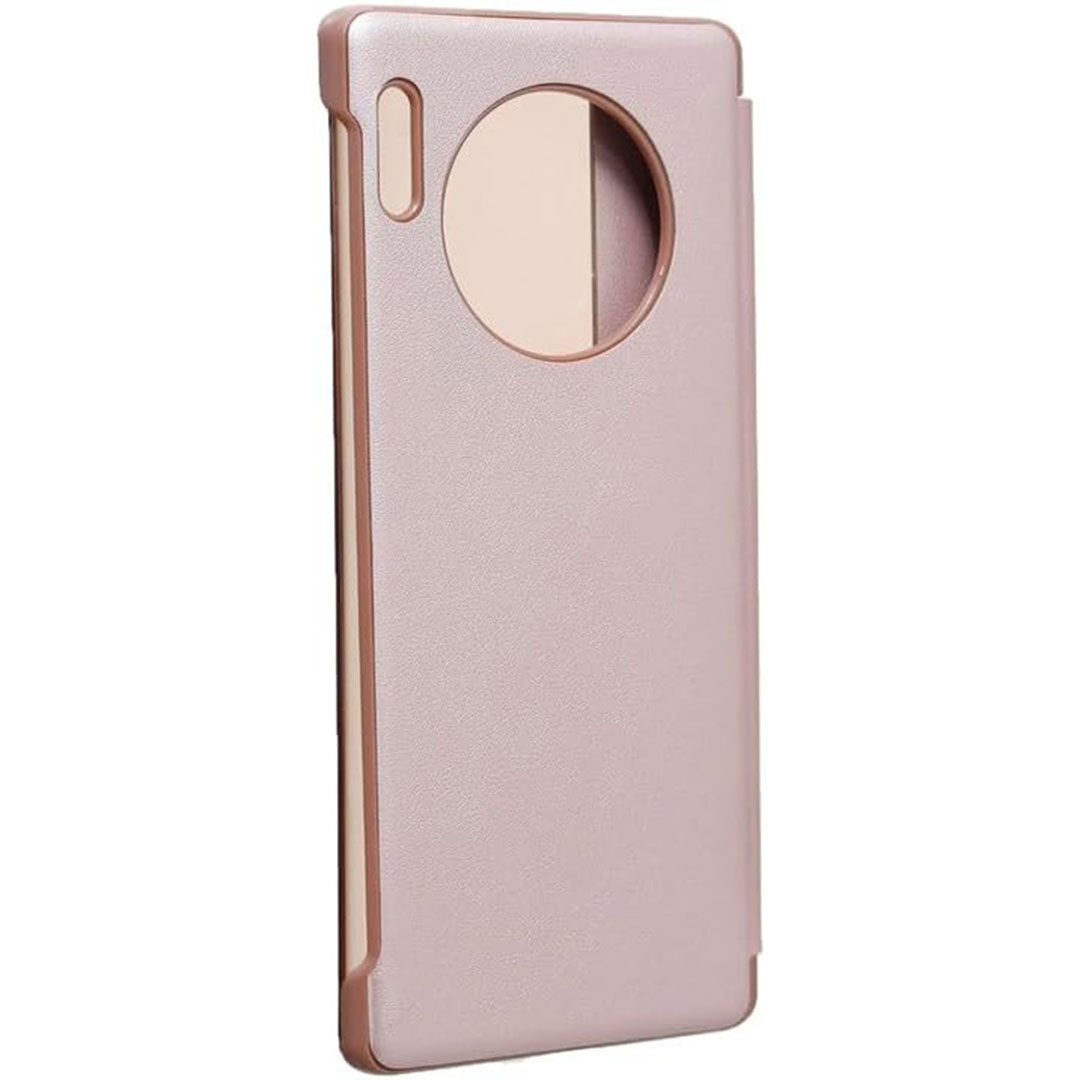 جراب جلد بغطاء قابل للطي لموبايل هواوي ميت 30 برو - وردي