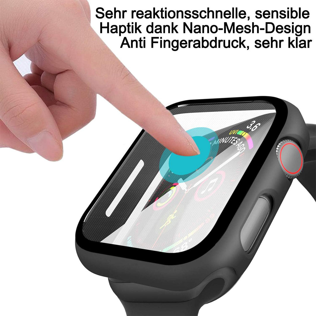 جراب بشاشة حماية لساعة ابل واتش - 38 مللي - أسود