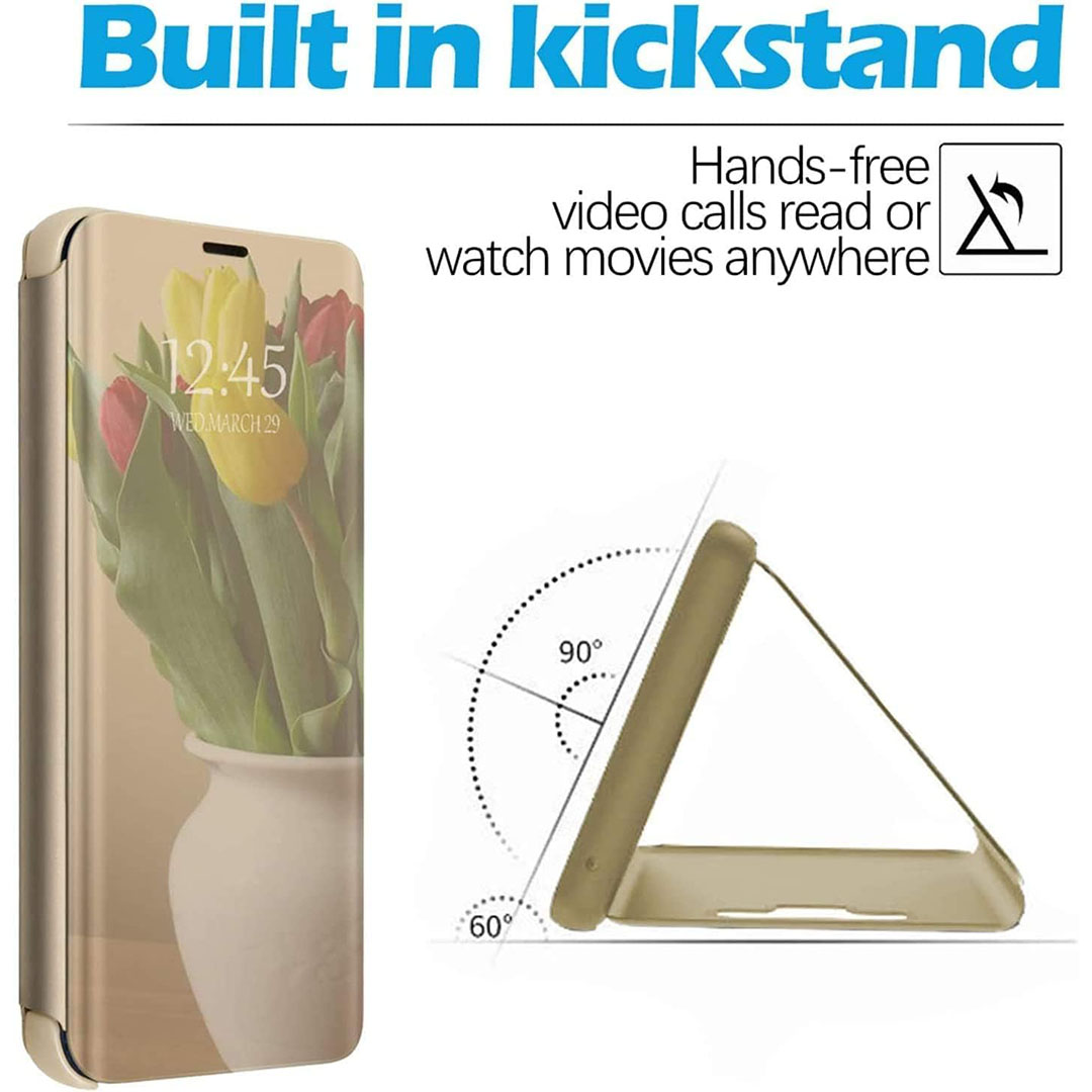 جراب بغطاء قابل للطي لموبايل شاومي ريدمي نوت 9 - ذهبي