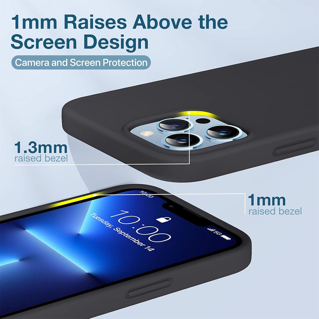 جراب حماية من السيليكون لموبايل ايفون 13 برو ماكس - أسود