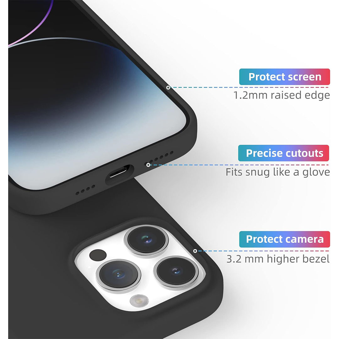 جراب موبايل سيليكون لموبايل ايفون 14 برو ماكس - أسود