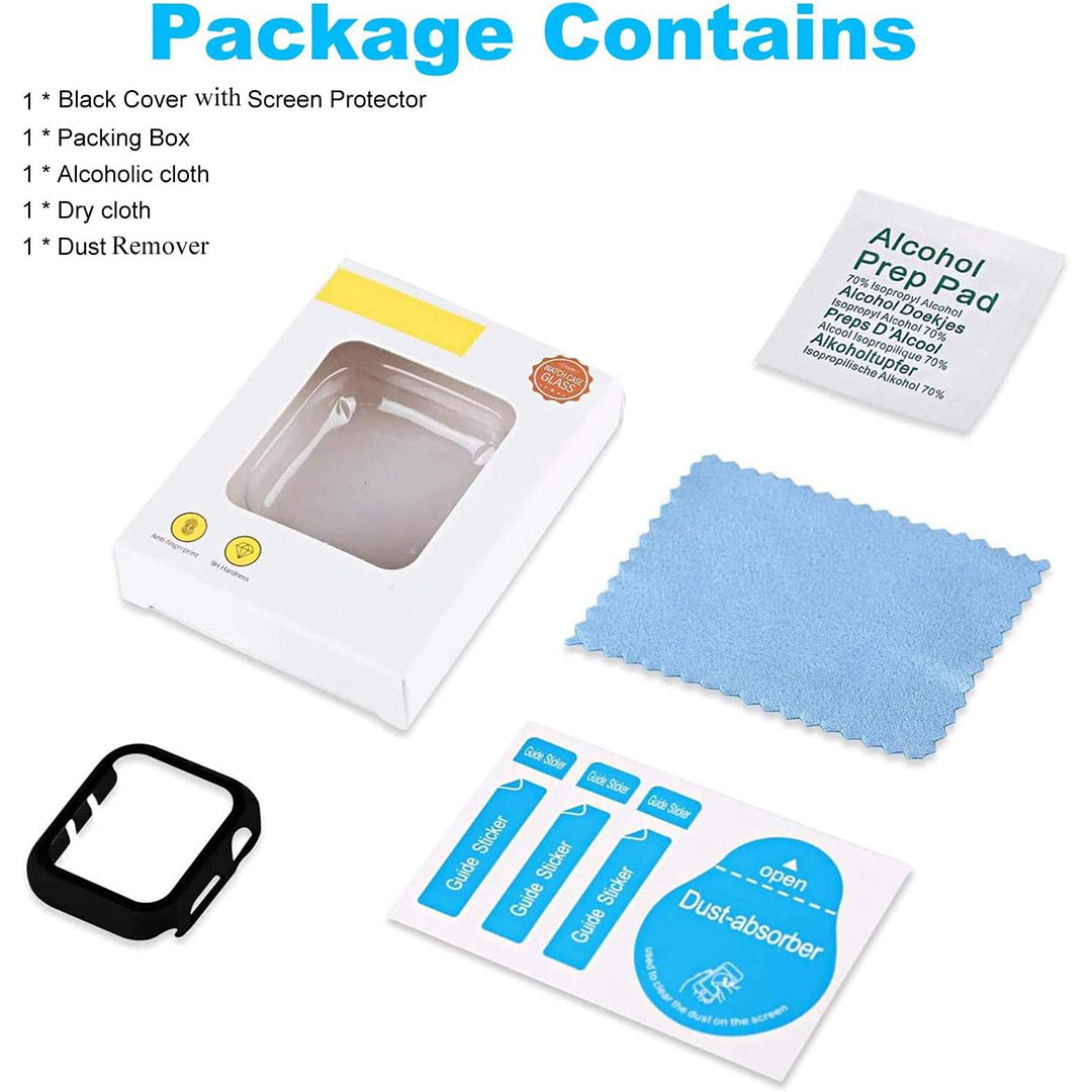 جراب بشاشة حماية لساعة ابل واتش - 38 مللي - أسود