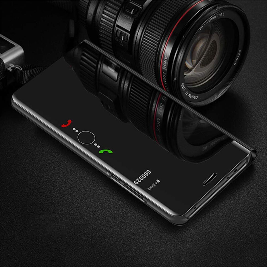 جراب بغطاء قابل للطي لموبايل ريدمي نوت 9 - أسود