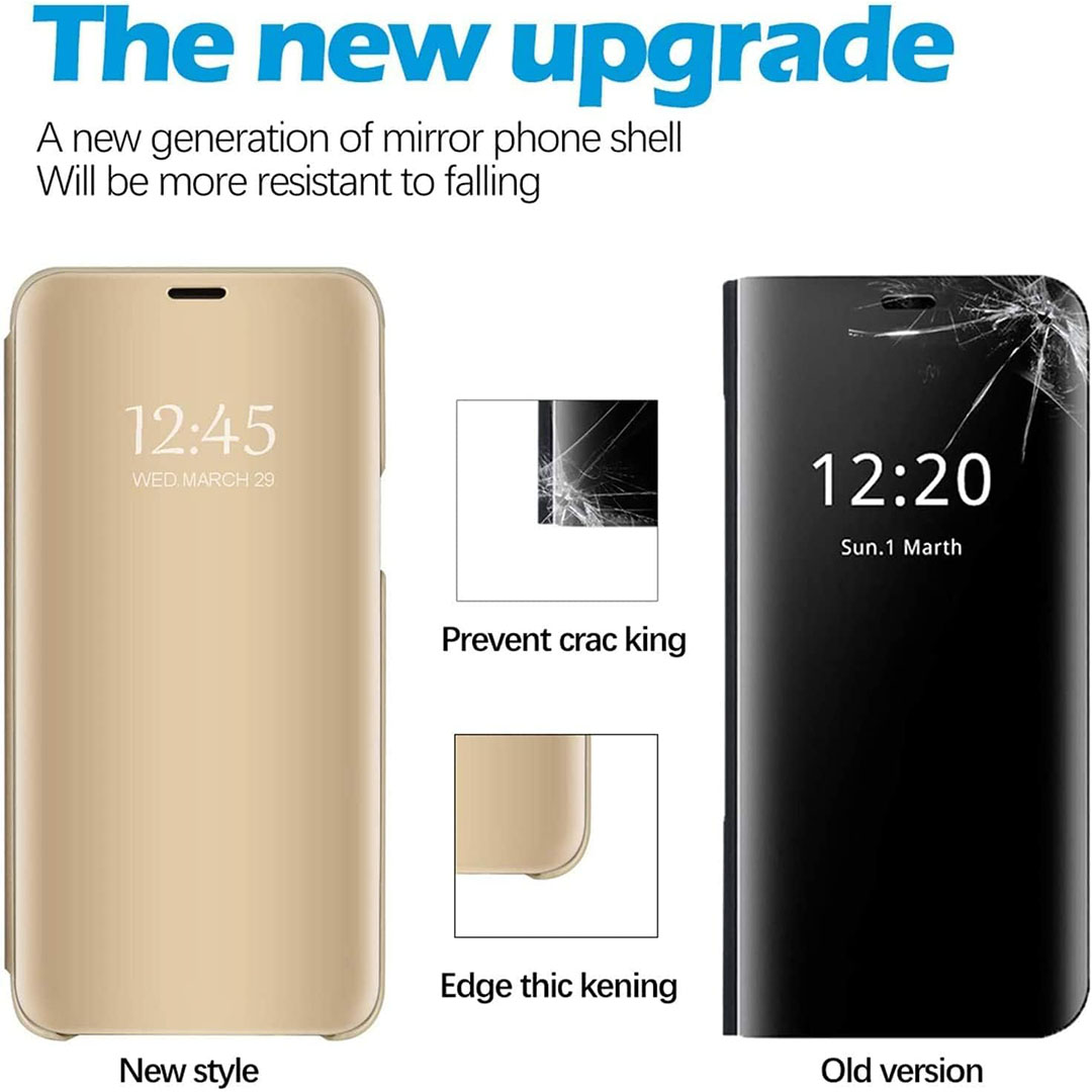 جراب بغطاء قابل للطي لموبايل شاومي ريدمي نوت 9 - ذهبي