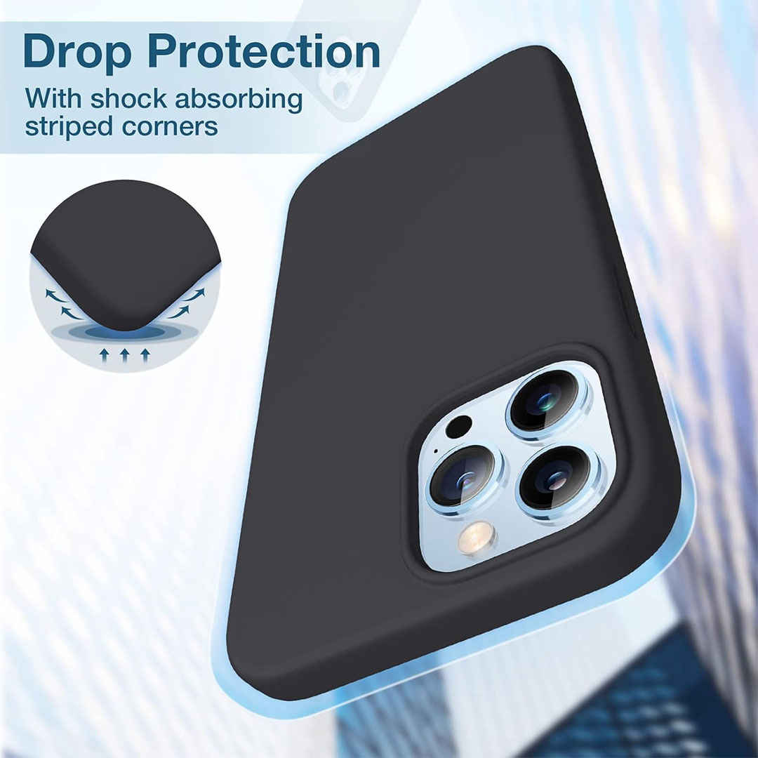 جراب حماية من السيليكون لموبايل ايفون 13 برو ماكس - أسود