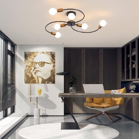 نجفة دائرية سداسية - أسود