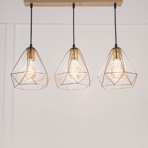 نجفة مسطرة شكل جوهرة - ذهبي