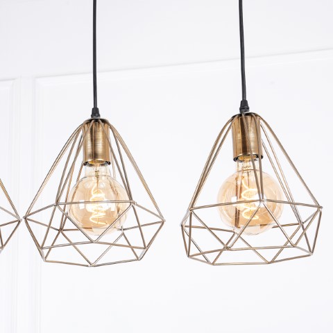 نجفة مسطرة شكل جوهرة - ذهبي