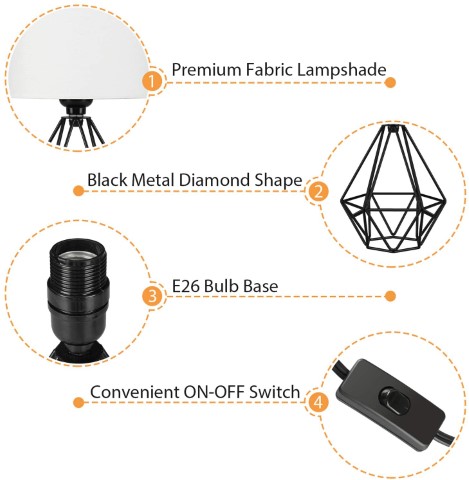 اباجورة شكل ماسة - أسود