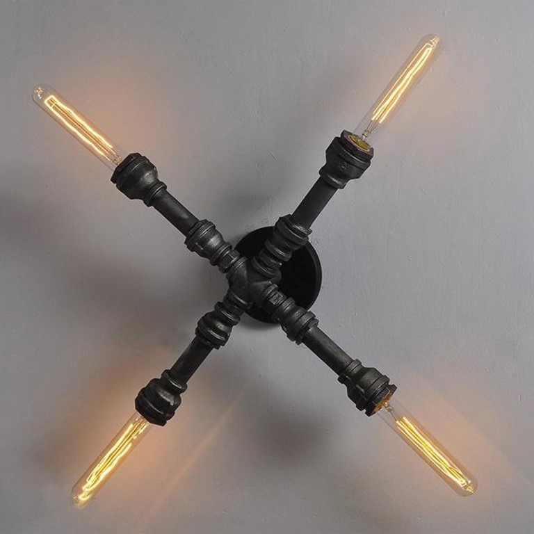 مصباح حائط على شكل حرف X - أسود