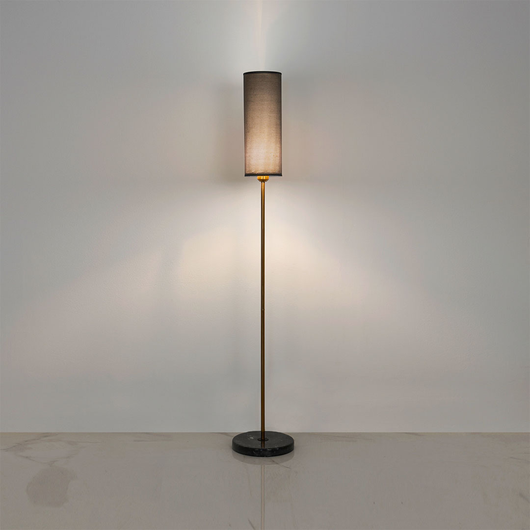 لمبادير ذهبي قاعدة رخام - رمادي