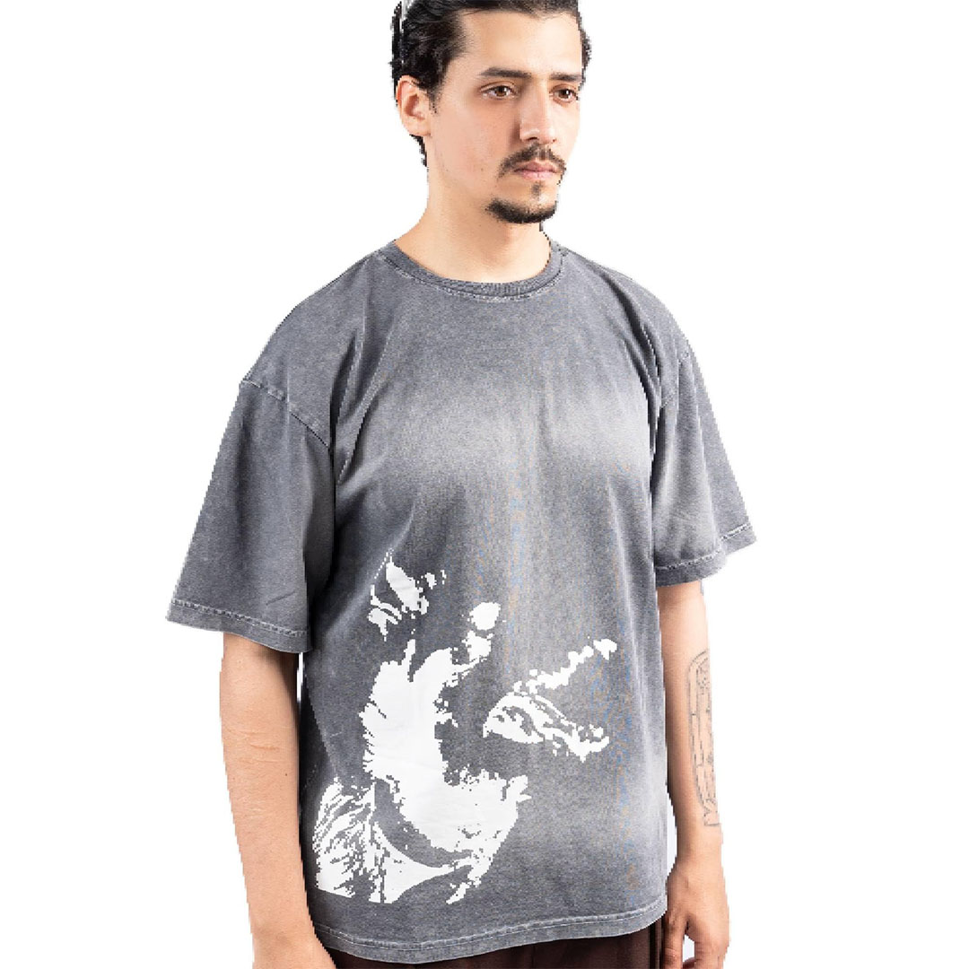 تي شيرت أوفر سايز - رمادي فاتح
