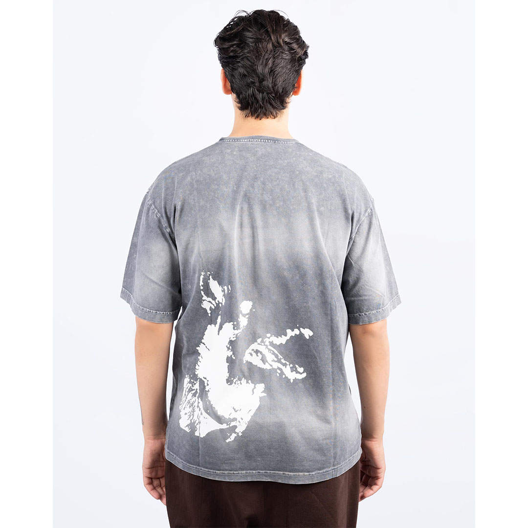 تي شيرت أوفر سايز - رمادي فاتح