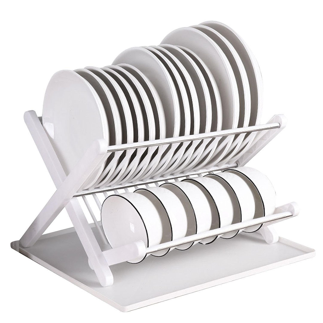 مطبقية بلاستيك لتجفيف الاطباق - أبيض