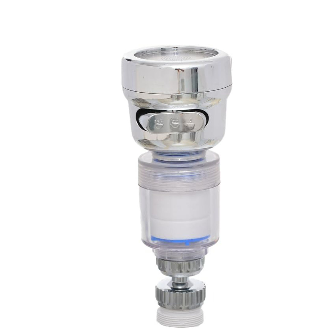 حنفية فلتر متعددة الرش دوارة 360 درجة - فضي