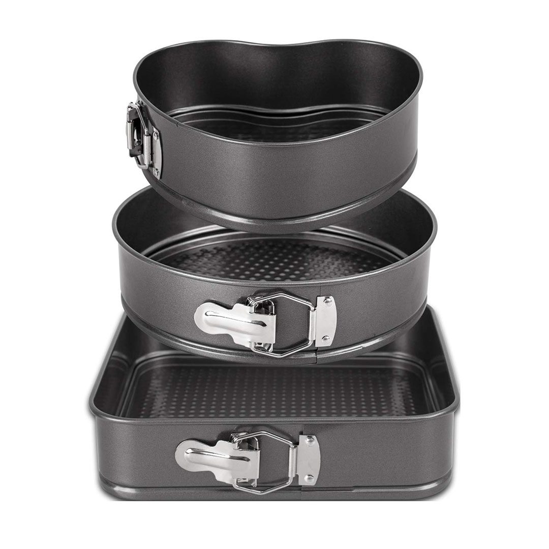 طقم صواني كيك قابل للفصل - 3 قطع - أسود