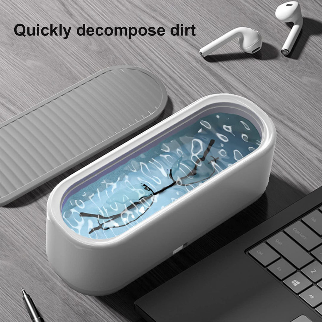 منظف ​​النظارات بالموجات فوق الصوتية - أبيض / رمادي