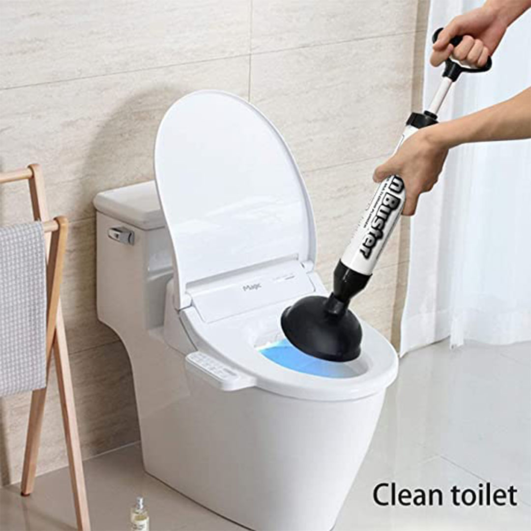 مضخة هواء لتسليك المرحاض - أبيض / أسود