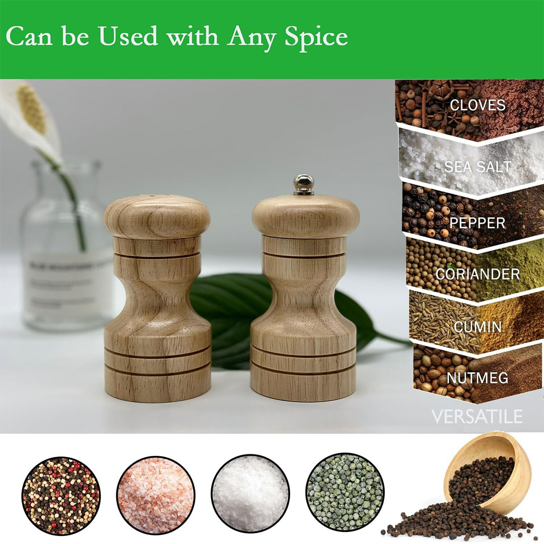 مطحنة ملح وفلفل - 2 قطعة - خشبي