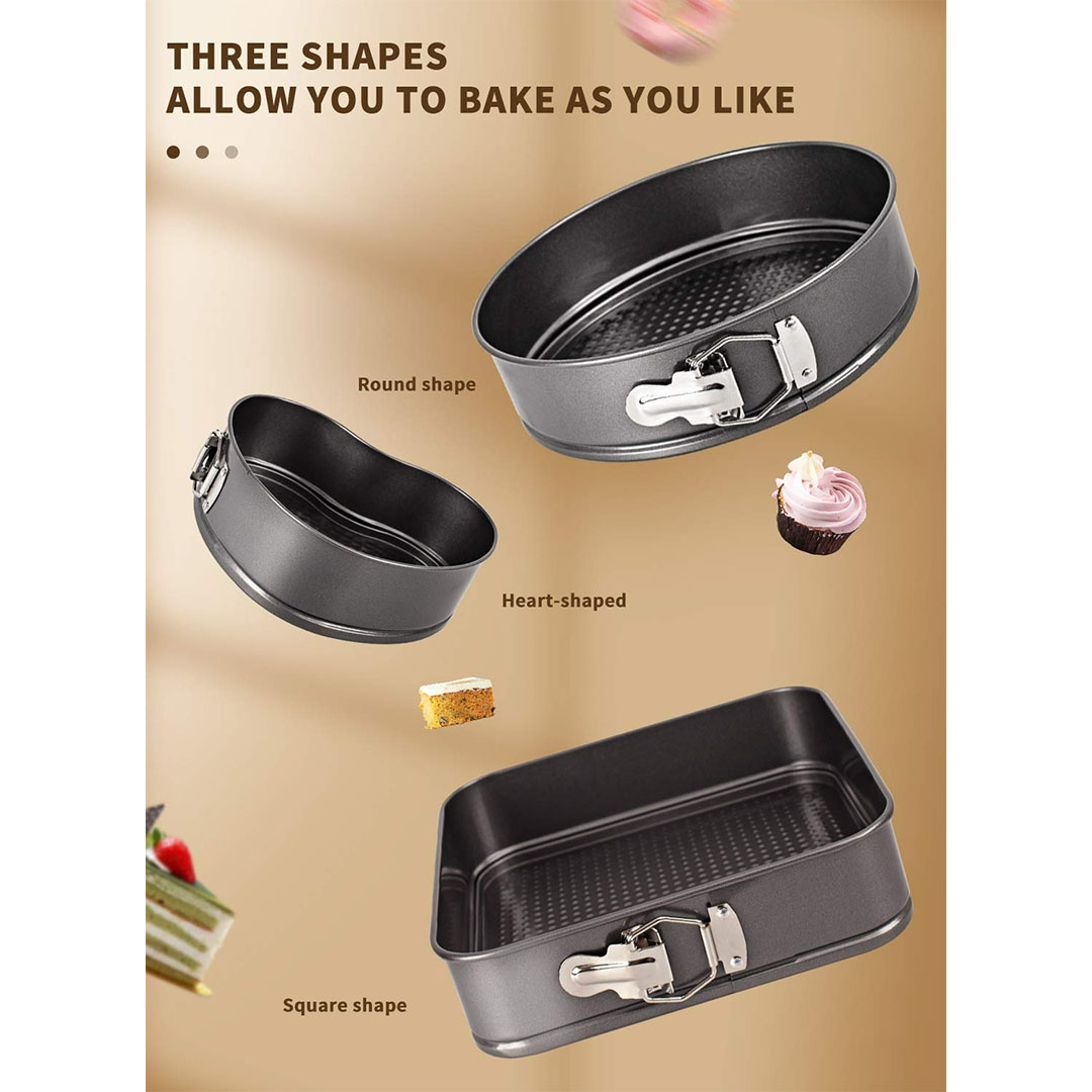 طقم صواني كيك قابل للفصل - 3 قطع - أسود