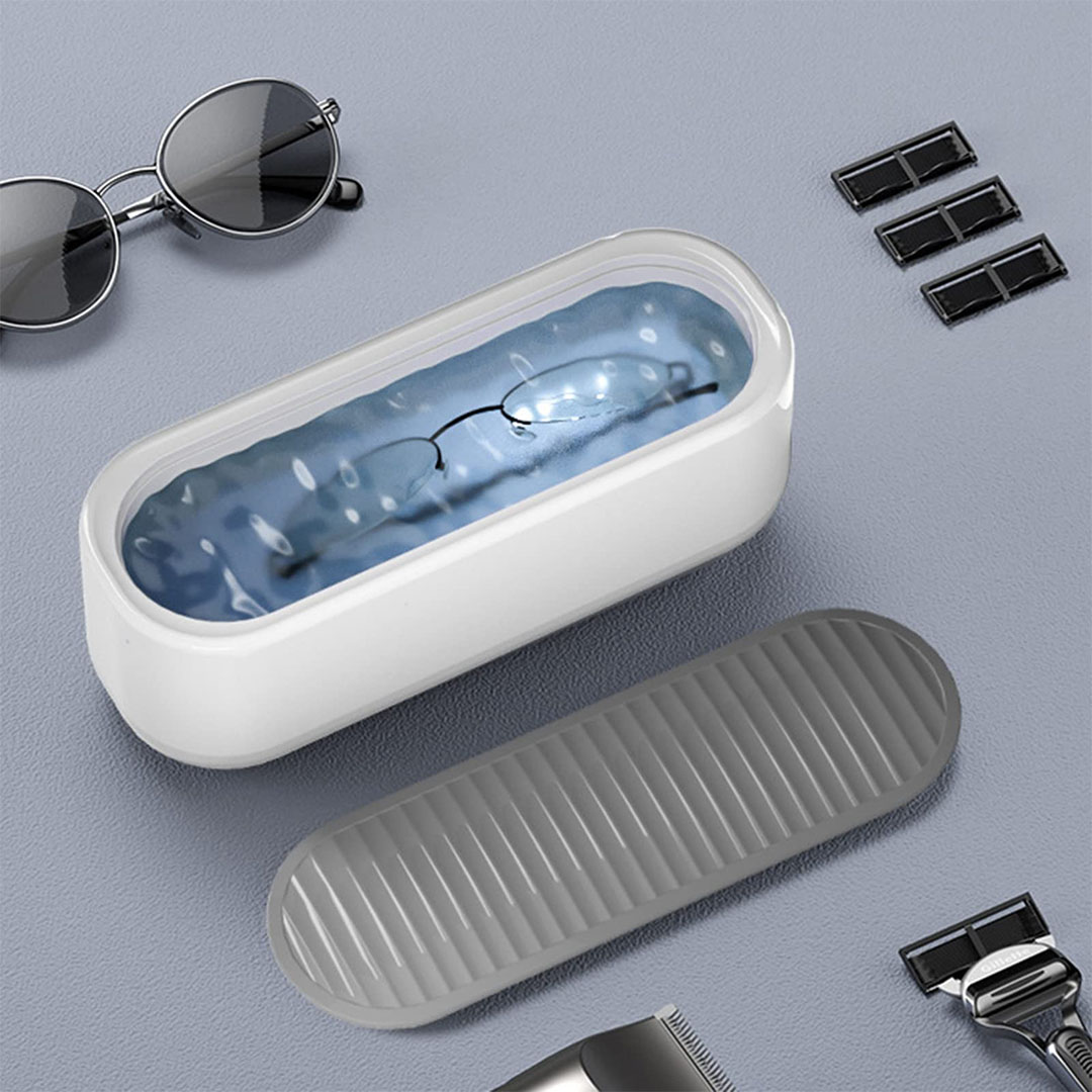 منظف ​​النظارات بالموجات فوق الصوتية - أبيض / رمادي