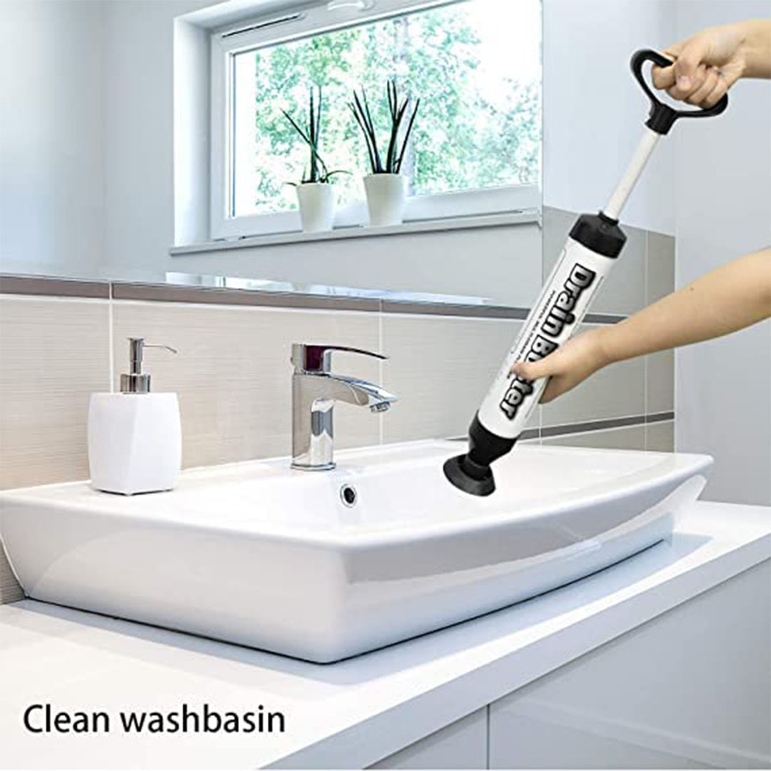 مضخة هواء لتسليك المرحاض - أبيض / أسود