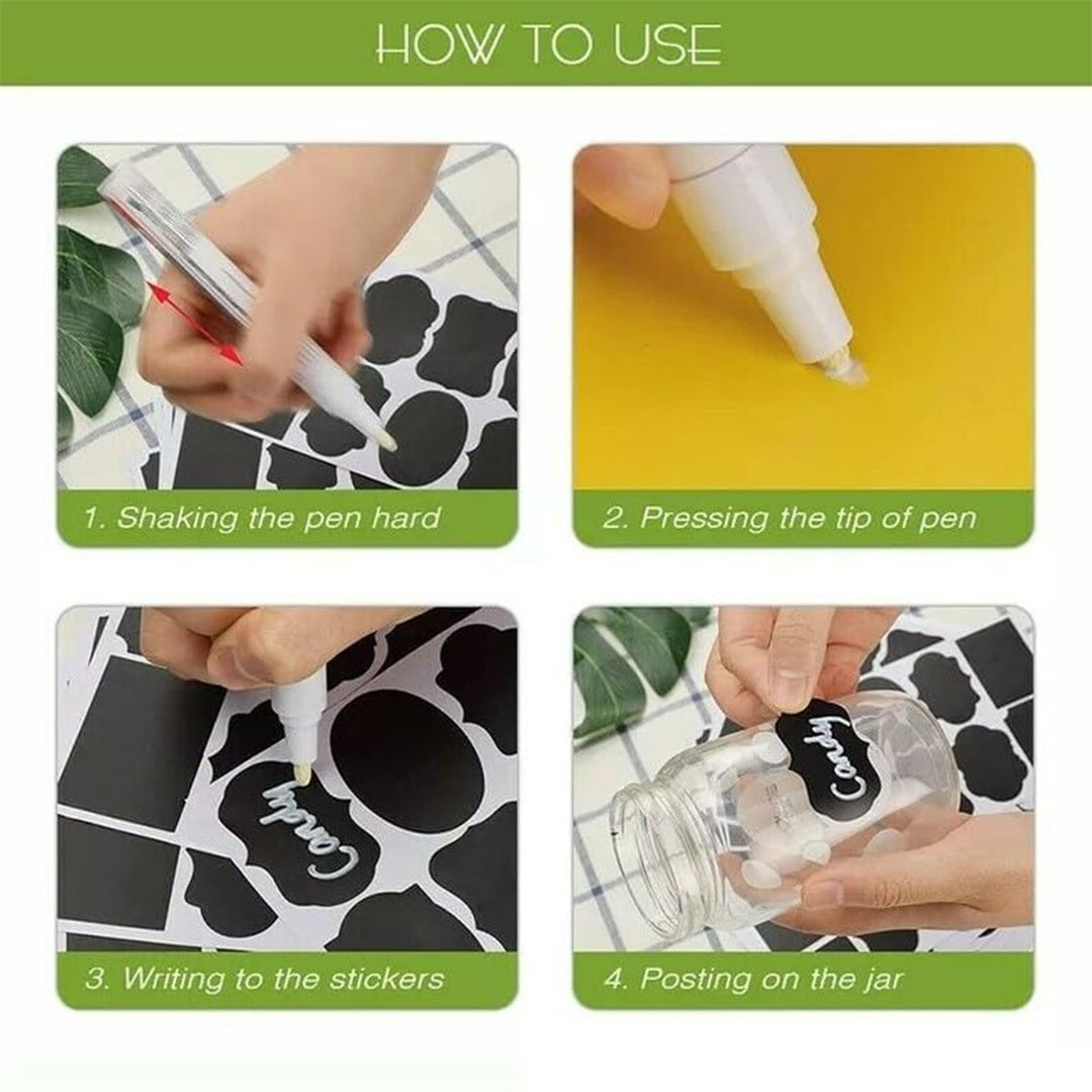 ستيكر توابل مع قلم - 60 قطعه - أسود