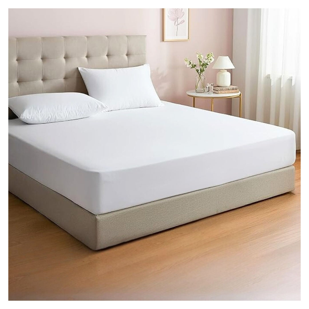 طقم ملاية سرير استيك قطن بريميوم - 3 قطع - 100*200 سم - أبيض
