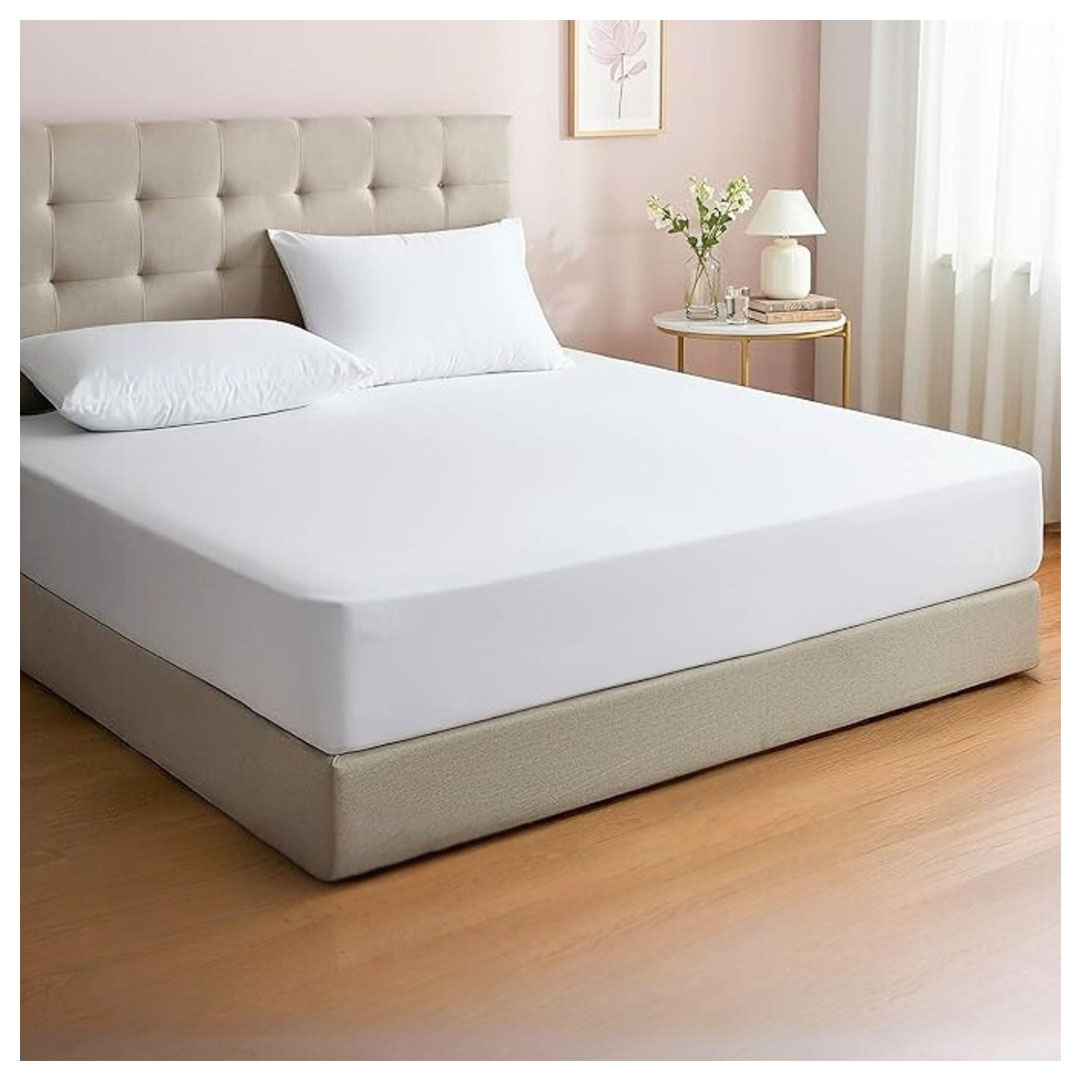 طقم ملاية سرير استيك قطن بريميوم - 3 قطع - 160*200 سم - أبيض