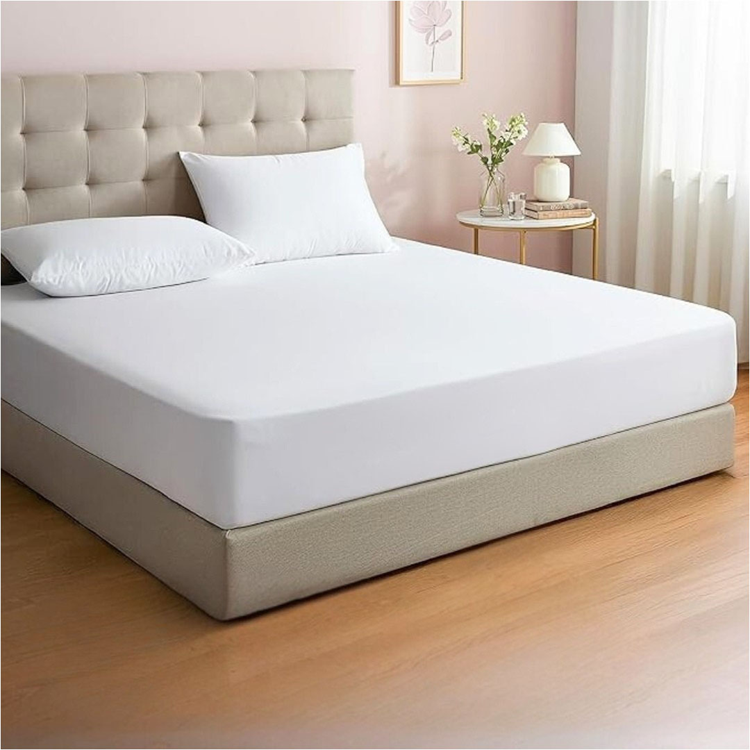 طقم ملاية سرير استيك قطن بريميوم - 3 قطع - 180*200 سم - أبيض