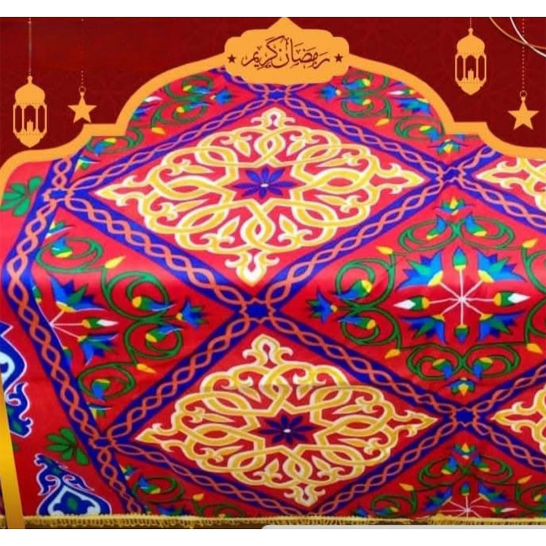 مفرش سفره رمضاني خيامية مستطيل - أحمر - 250*150 سم