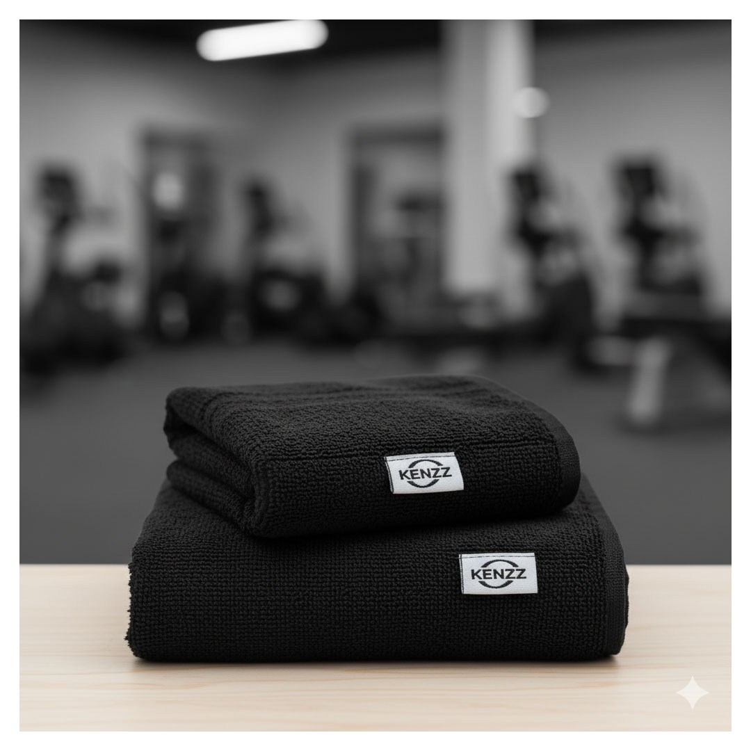 فوطة جيم قطن طبي - 2 قطعة - 50*70 سم - أسود