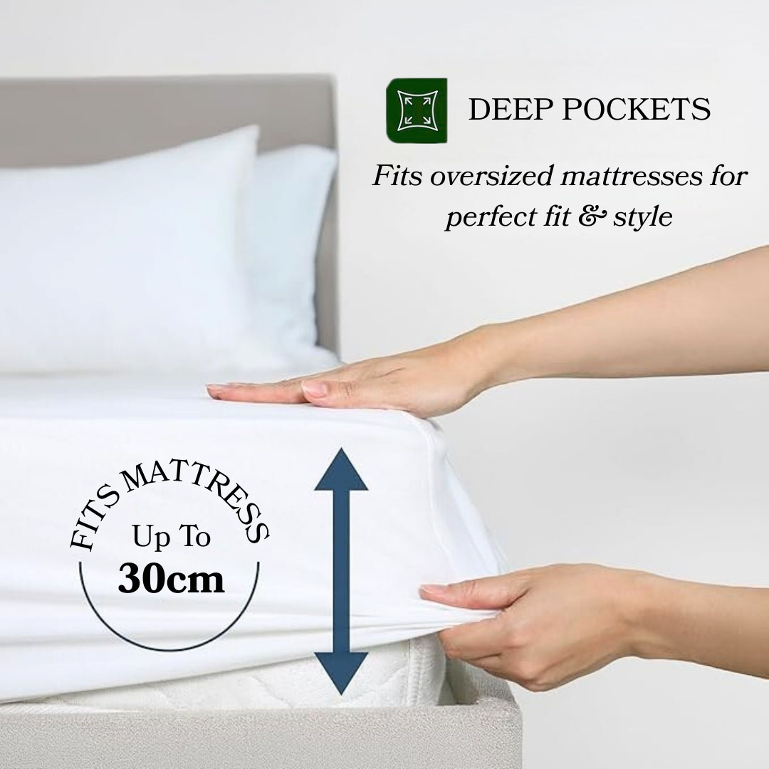 طقم ملاية سرير استيك قطن بريميوم - 3 قطع - 160*200 سم - أبيض