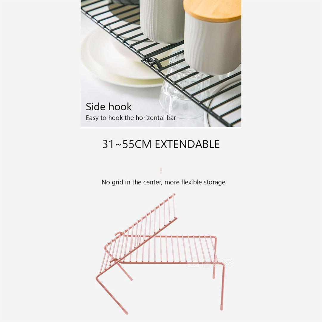 منظم رفوق للتخزين قابل للتوسيع - 2 قطعه - أسود