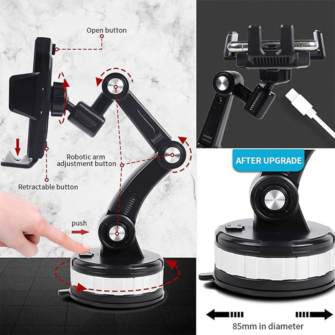 حامل موبايل للسيارة قابل للدوران - أسود