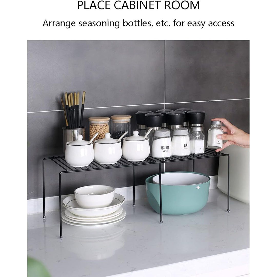 منظم رفوق للتخزين قابل للتوسيع - 2 قطعه - أسود