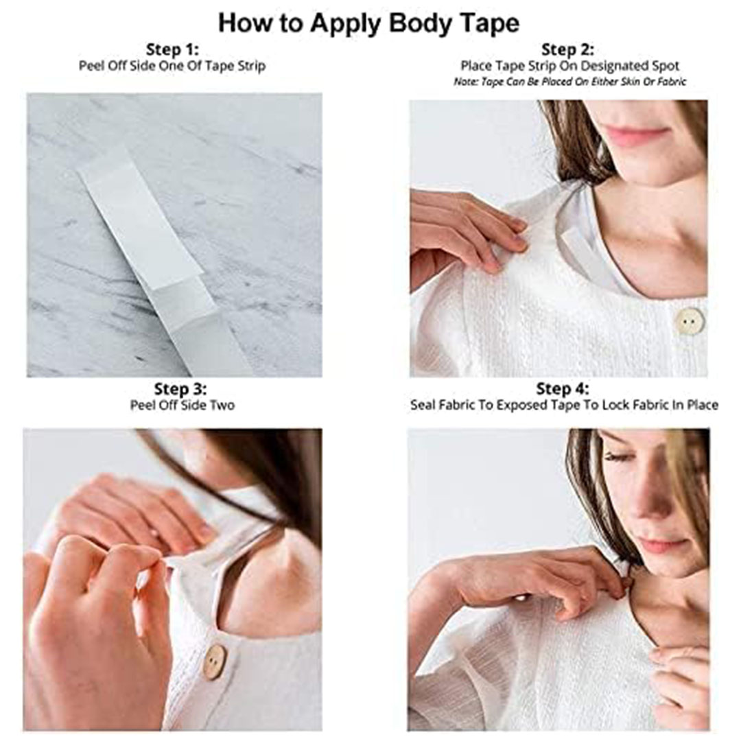 شريط لاصق مزدوج الجوانب للملابس - 36 قطعه - أبيض