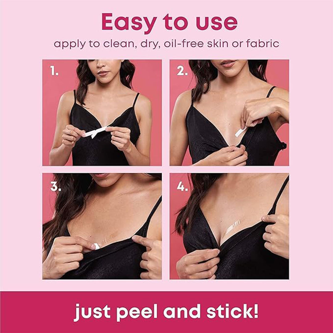 شريط لاصق مزدوج الجوانب للملابس - 36 قطعه - أبيض