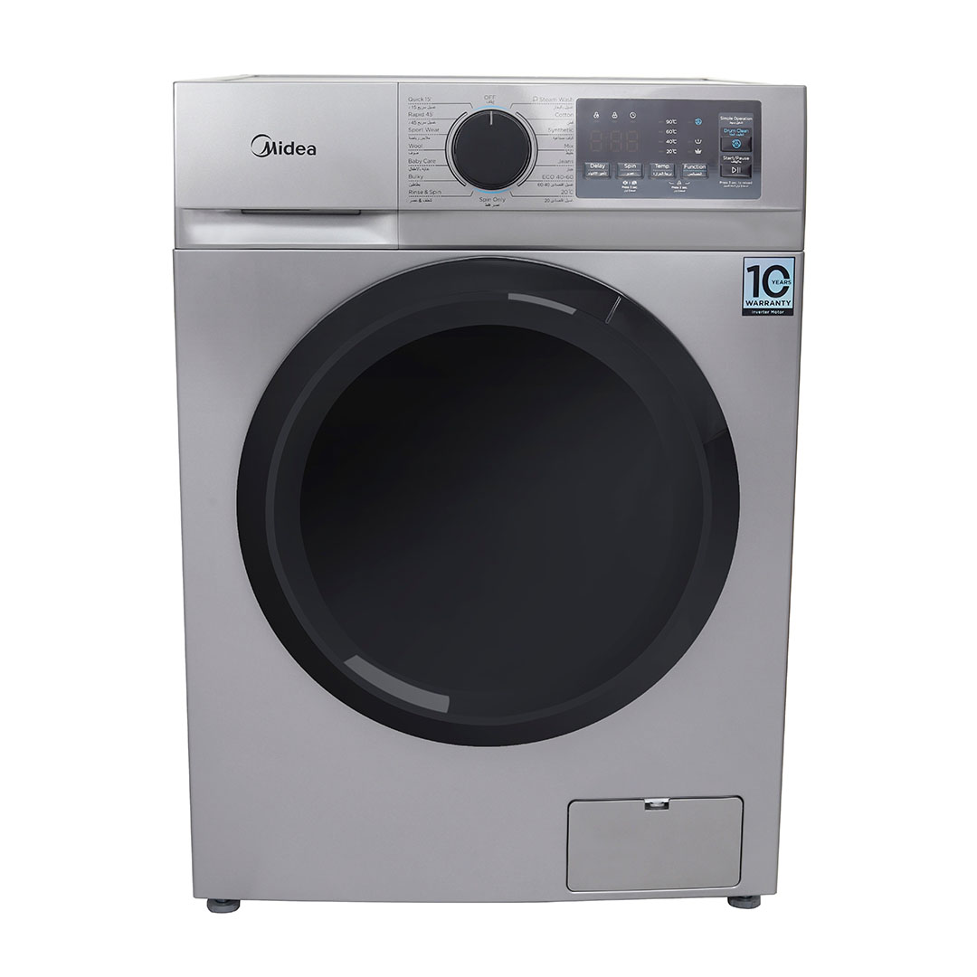 غسالة ملابس أوتوماتيك ميديا ​​تحميل أمامي محرك عاكس - 7 كجم - فضي - MFN09W70B/S