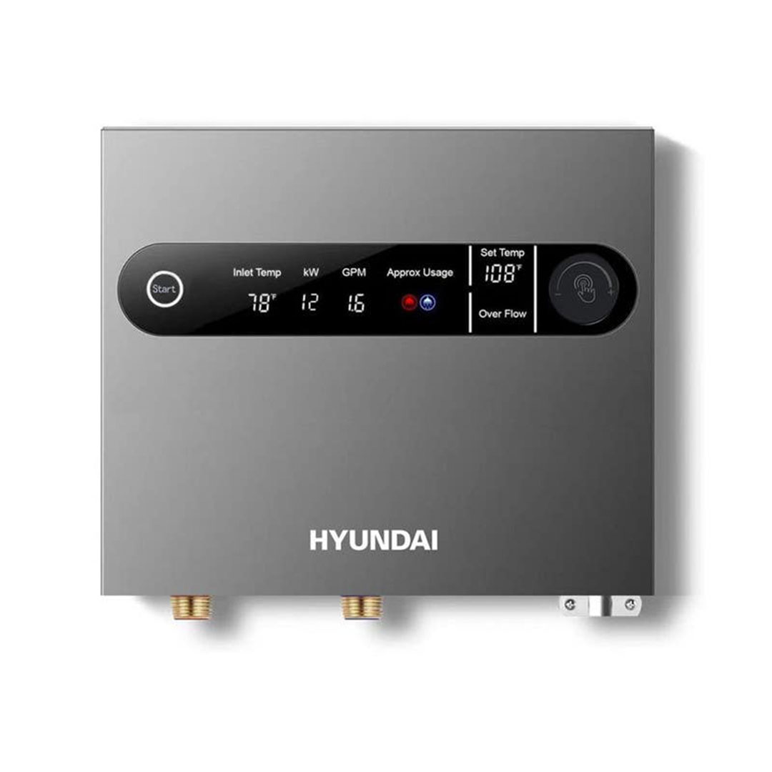 سخان مياه كهربائي ديجيتال فوري من هيونداي - ١٢ كيلو وات - رمادي - Q22120-S