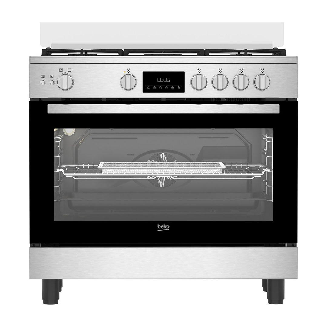 بوتاجاز غاز بيكو بشواية وخاصية إير فراي - 5 شعلة - فضي/أسود - BGGR11225 GXA