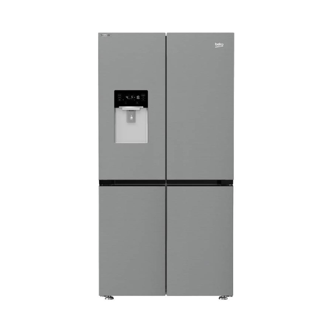 ثلاجة انفرتر بيكو 4 أبواب - 565 لتر - ستانلس ستيل - موزع مياه، شاشة تحكم رقمية تعمل باللمس