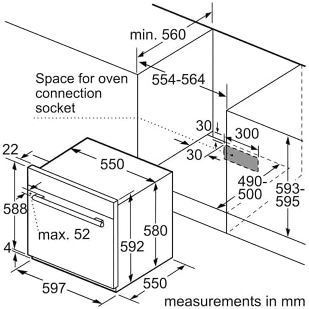 فرن غاز بلت أن بوش سيرىز 4 - 60 لتر - بشواية ستانلس ستيل - VGD553FR0