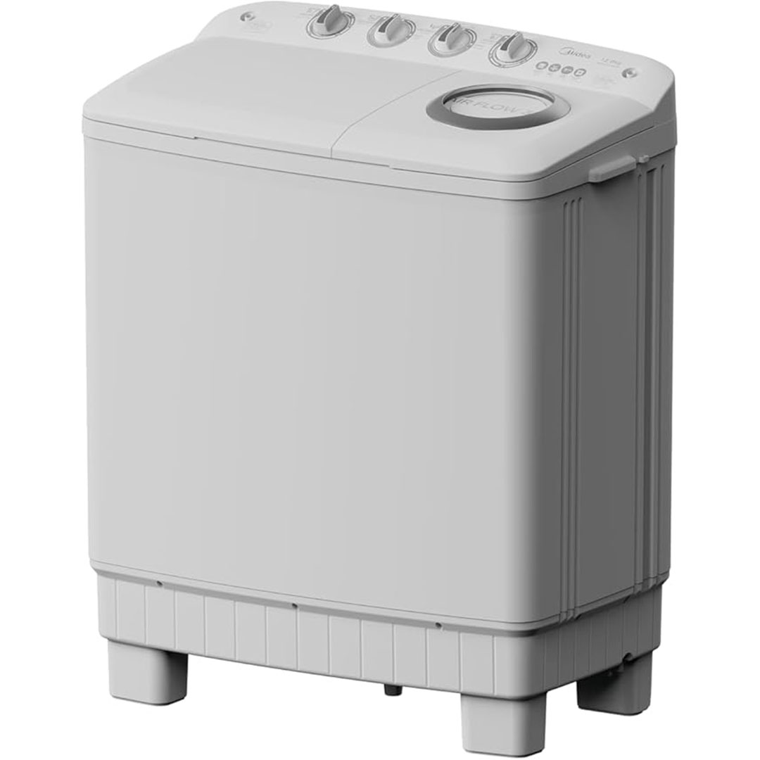 MTE02W100/W غسالة حوضين من ميديا – 10 كيلو – أبيض