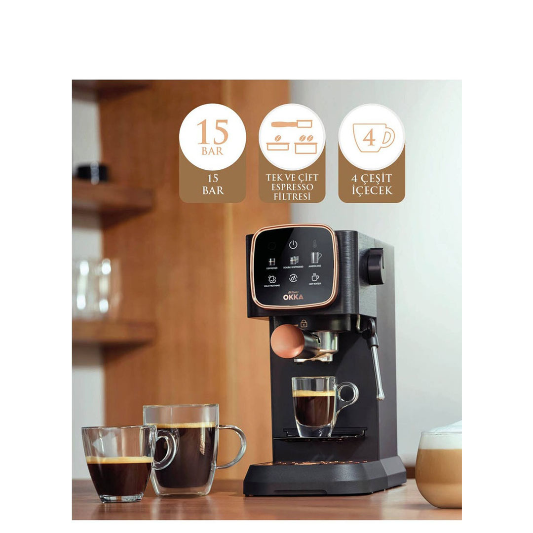 OK0034-0400 ماكينة إسبرسو سولو من أرزوم اوكا - 1628 وات - أسود/نحاسي