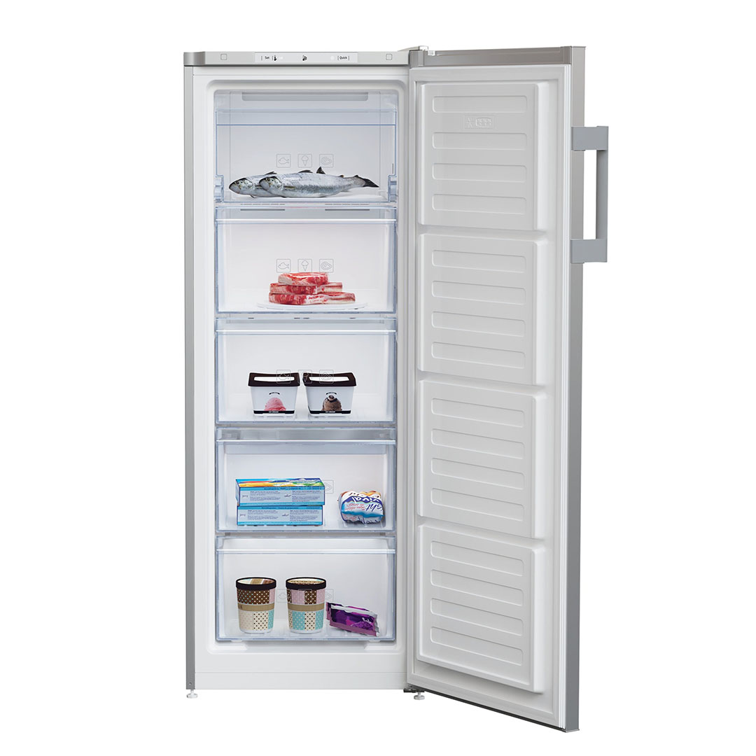 فريزر رأسي نو فورست - سعة 168 لتر - 5 أدراج - شاشة تحكم LED - فضي