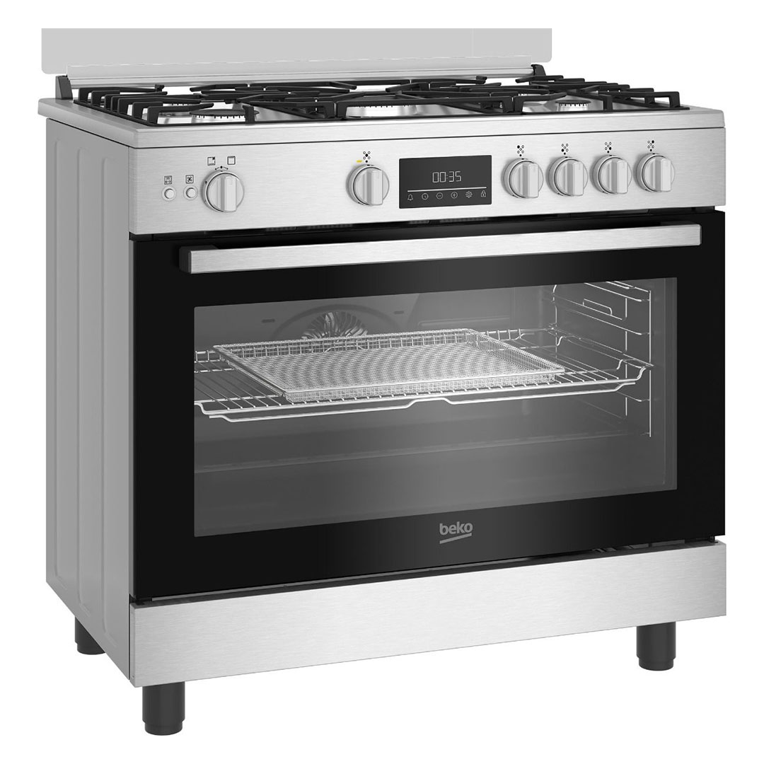 بوتاجاز غاز بيكو بشواية وخاصية إير فراي - 5 شعلة - فضي/أسود - BGGR11225 GXA