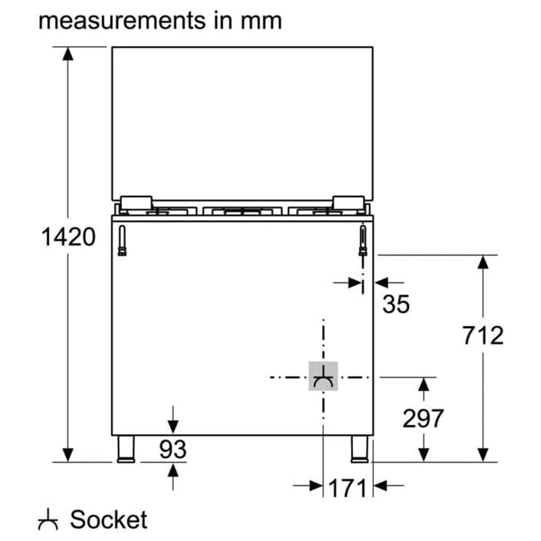 بوتجاز بوش غاز بفرن وشواية سيريز 2 - 90 سم - 5 شعلة - HGV1F8Y50S